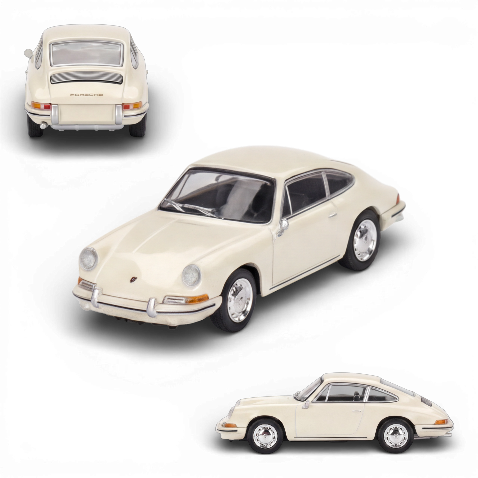 Mini-GT Porsche 901 1963 diecast model in ivory color, 1:64 scale, detailed miniature car from Lot57Supplies Diecast Shop.