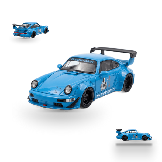 Mini Station Porsche 911 964 RWB HIDEYOSHI blue 1:64 - Evergreen Kings