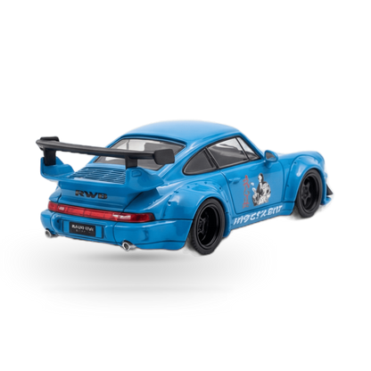 Blue Porsche 911 964 RWB Mini Diecast Car by Lot57Supplies, detailed 1:64 scale model from the Porsche collection.