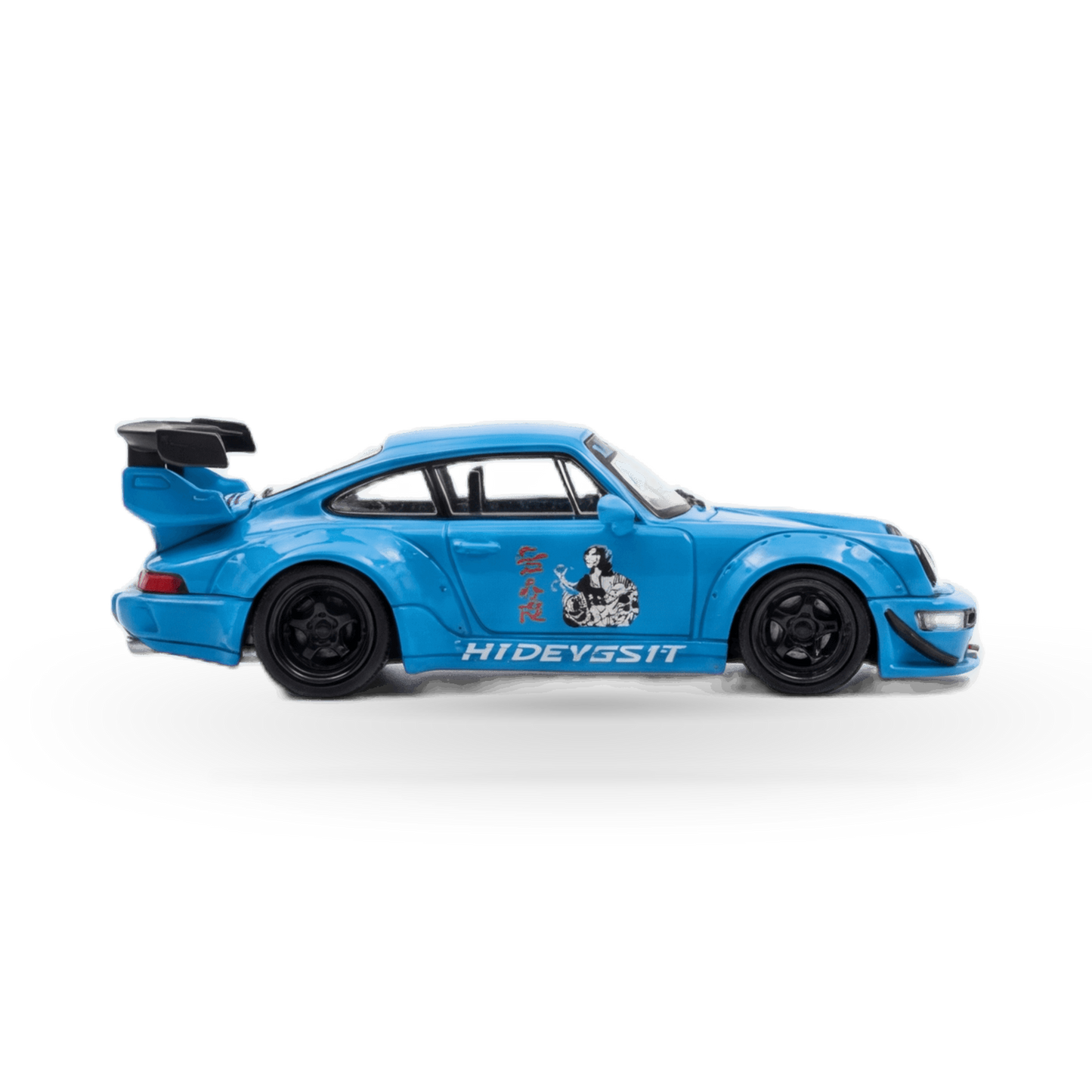Blue Mini Station Porsche 911 964 RWB HIDEYOSHI diecast model in 1:64 scale, detailed miniature car from Lot57Supplies Diecast Shop