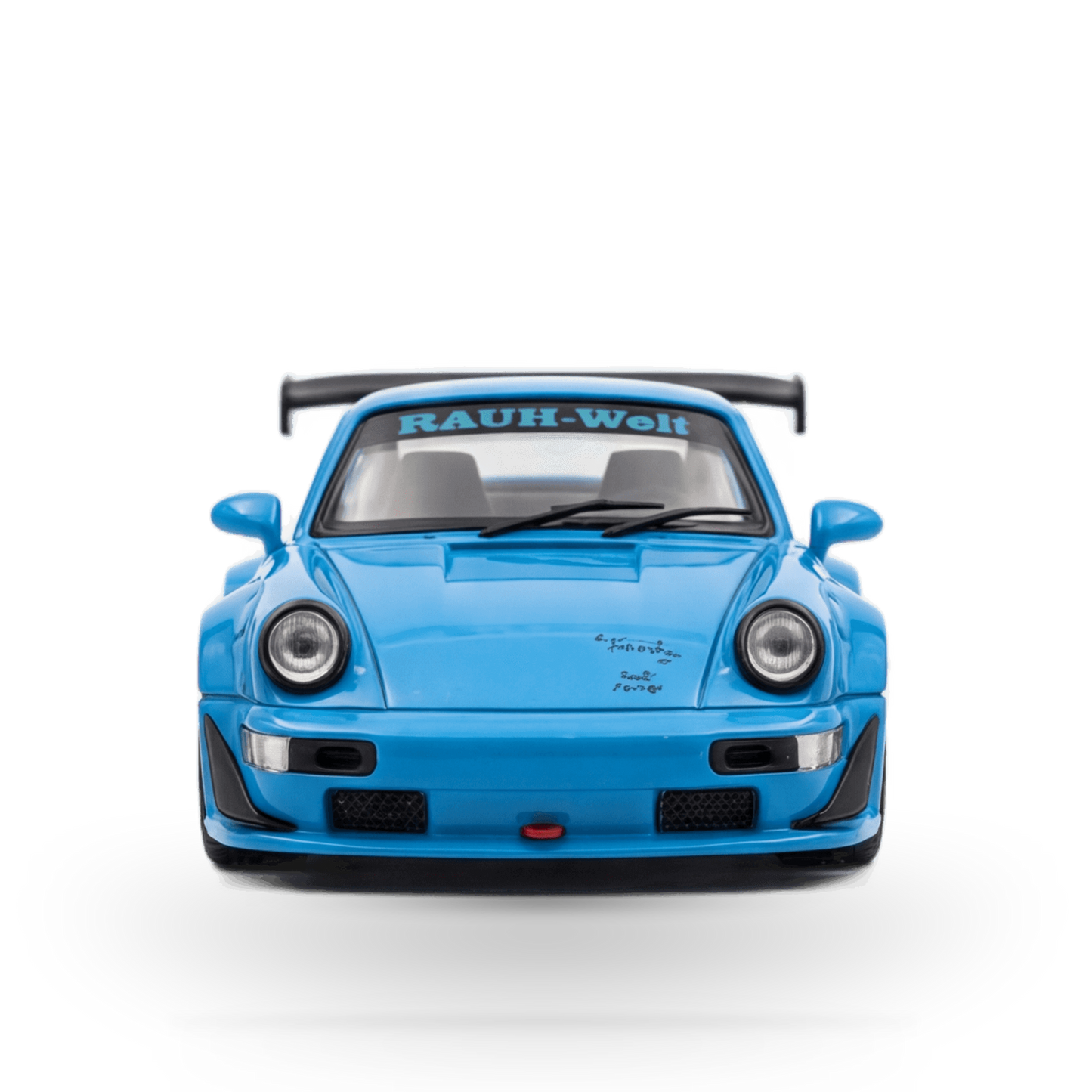 Blue Mini Station Porsche 911 964 RWB HIDEYOSHI diecast model in 1:64 scale, detailed Porsche collector's item.