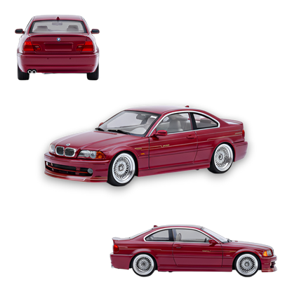 Deep wine red BMW E46 Alpina B3 diecast model by YM Model, 1:64 scale, detailed miniature car for collectors