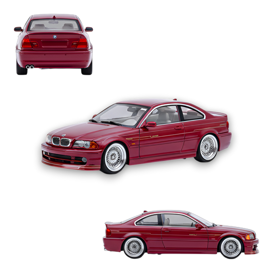 Deep wine red BMW E46 Alpina B3 diecast model by YM Model, 1:64 scale, detailed miniature car for collectors