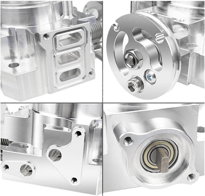 Silver 70mm billet aluminum throttle body for Integra RSX DC5 and Civic Si EP3 by Speedzone Performance LLC.