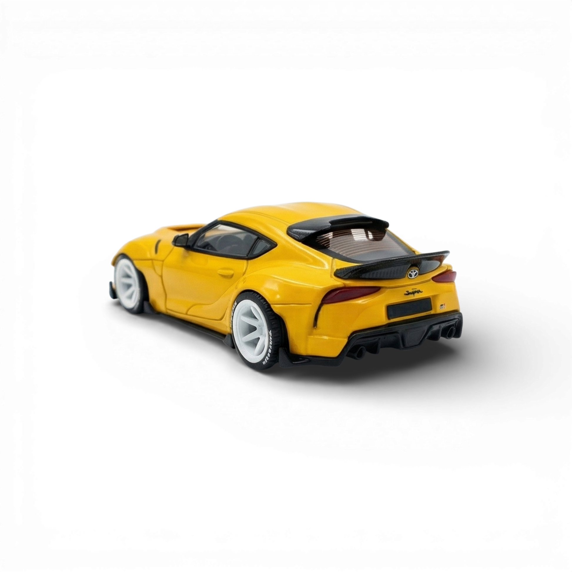 Yellow ATOZ Toyota Supra GR diecast model in 1:64 scale, detailed toy car from Lot57Supplies Diecast Shop.