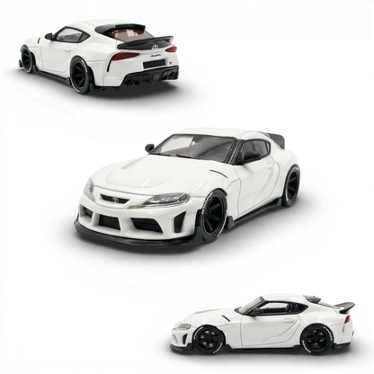 White 1:64 scale Toyota Supra GR diecast model by Lot57Supplies Diecast Shop with detailed exterior.