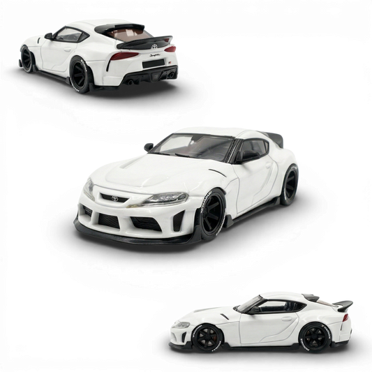 White 1:64 scale Toyota Supra GR diecast model by Lot57Supplies Diecast Shop with detailed exterior.