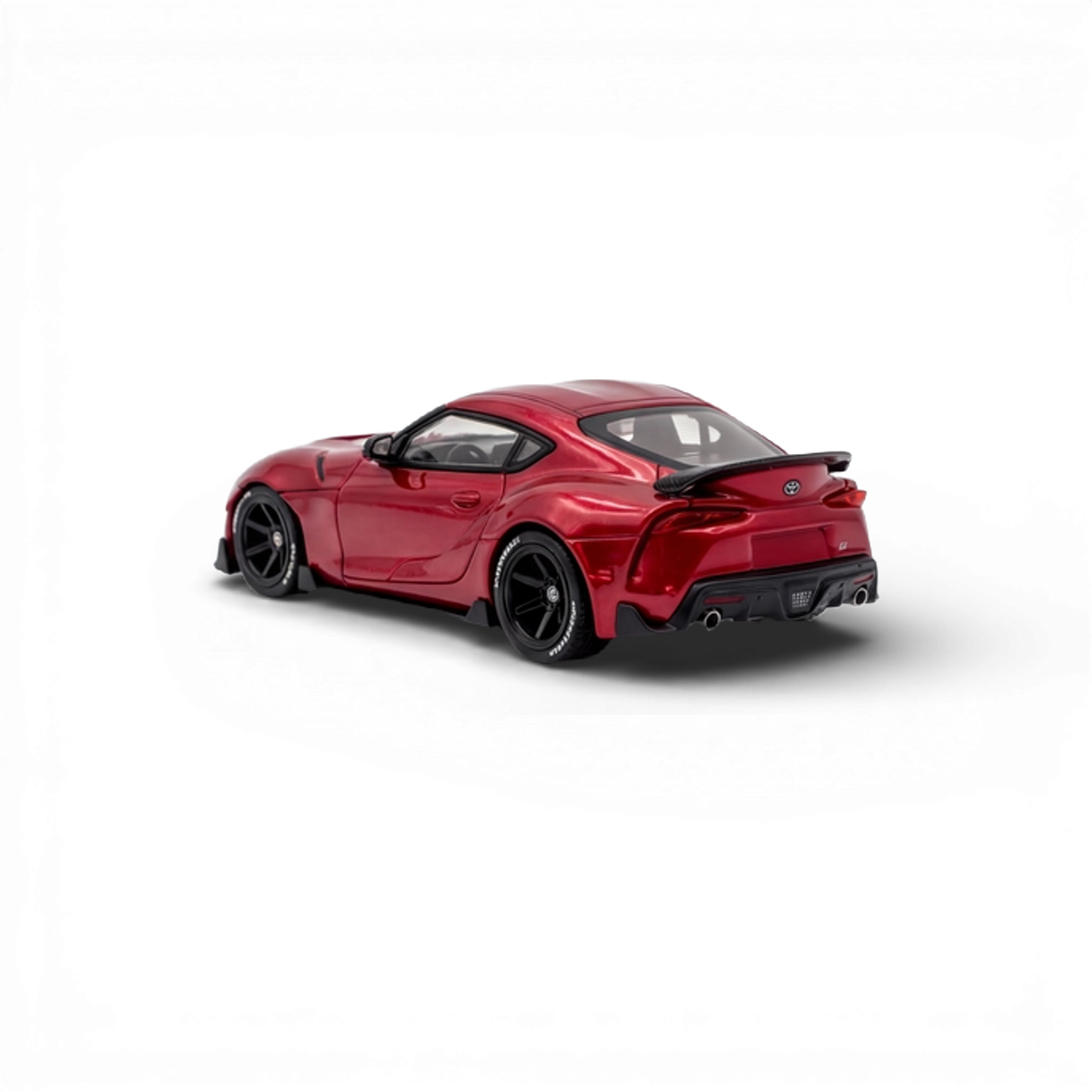 Metallic red Toyota Supra GR diecast car in 1:64 scale, detailed model from Lot57Supplies Diecast Shop.