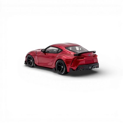 Metallic red Toyota Supra GR diecast car in 1:64 scale, detailed model from Lot57Supplies Diecast Shop.