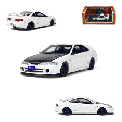 White resin Honda Integra DC2 diecast model car in 1:64 scale by Lot57Supplies Diecast Shop, detailed and realistic.