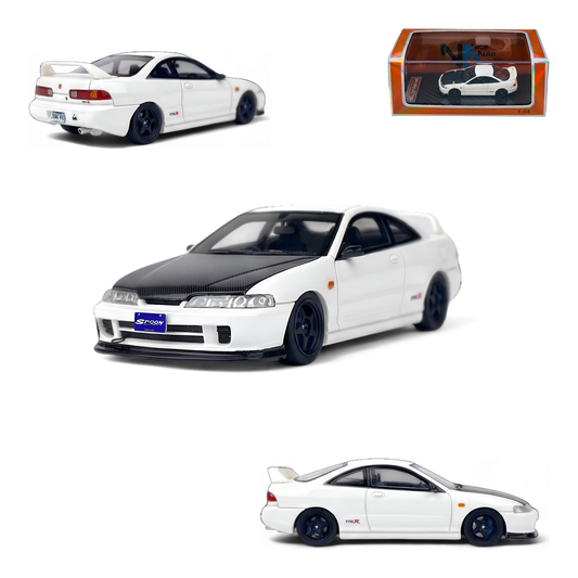 White resin Honda Integra DC2 diecast model car in 1:64 scale by Lot57Supplies Diecast Shop, detailed and realistic.