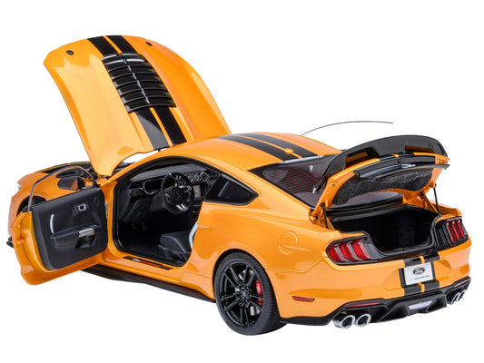 Ford Mustang Shelby GT500 Cyber Orange Metallic with Black Stripes 1/18 Model Car by Autoart