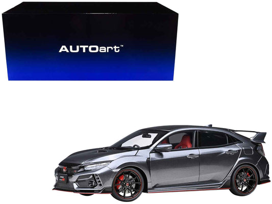 2021 Honda Civic Type R (FK8) RHD (Right Hand Drive) Polished Metal Gray Metallic 1/18 Model Car by Autoart