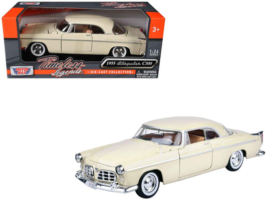 1955 Chrysler C300 Cream "Timeless Legends" Series 1/24 Diecast Model Car by Motormax