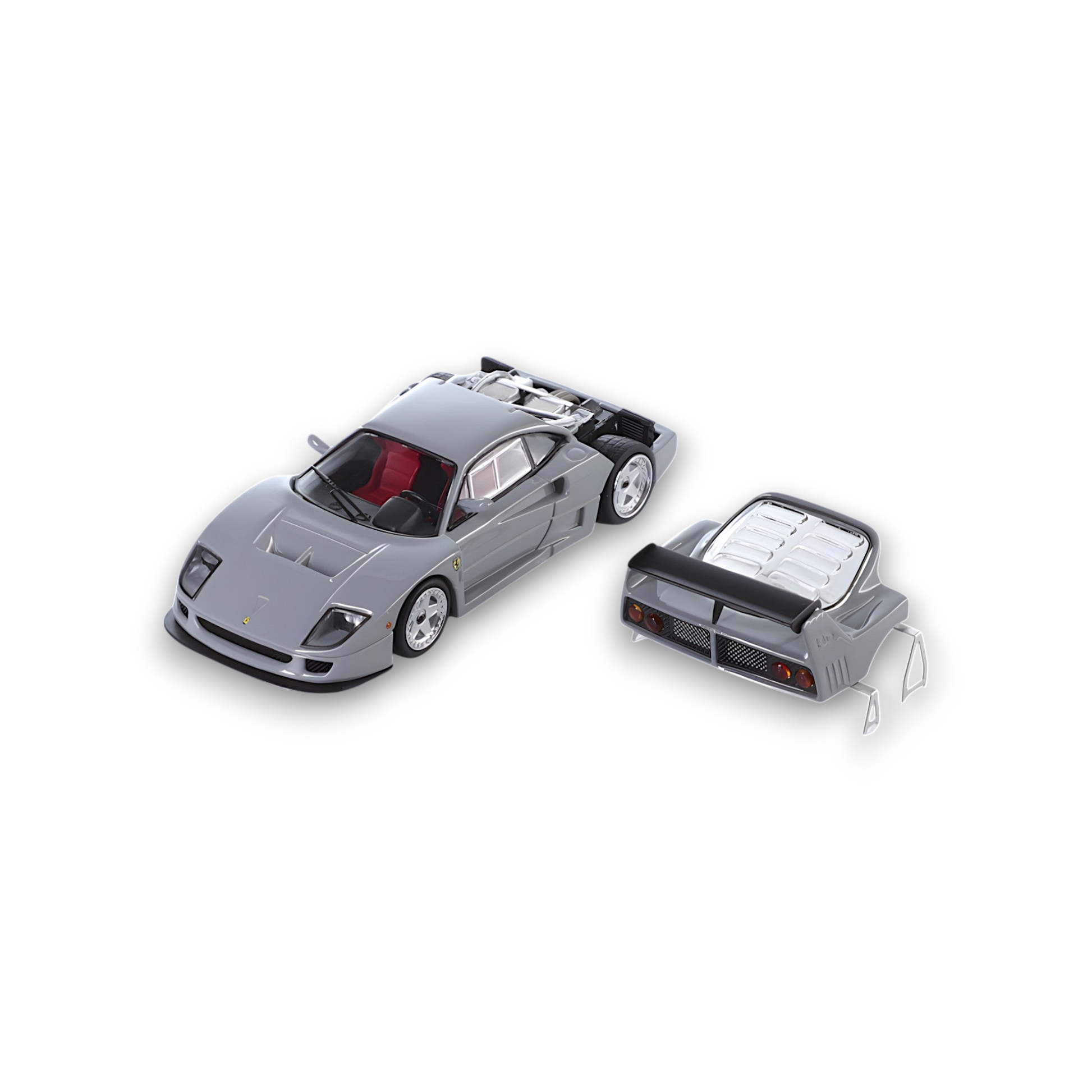 Chalk grey 1:64 scale Ferrari Stance Hunters diecast model featuring detailed Ferrari F40 LM design.