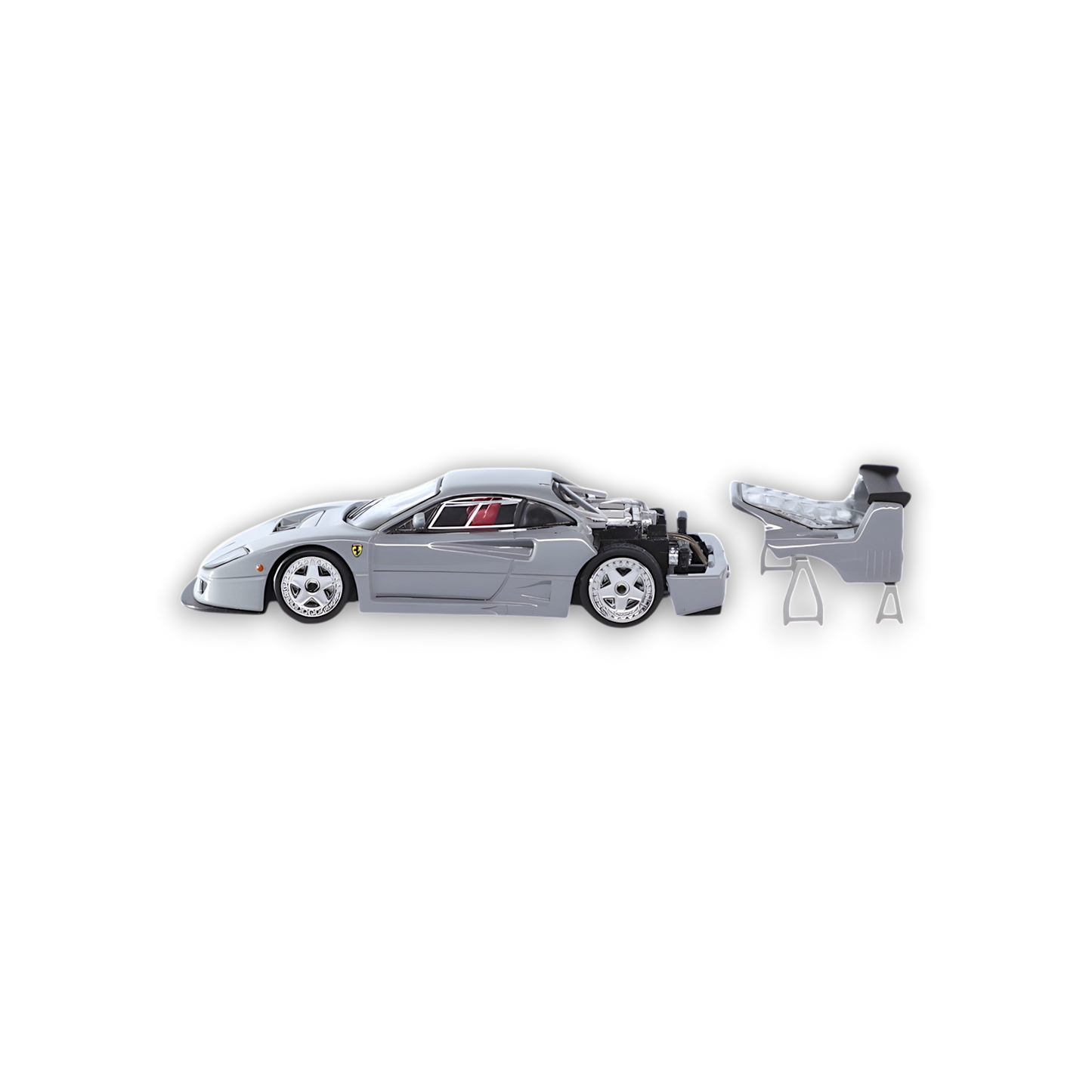 Chalk grey Ferrari F40 LM diecast model by Stance Hunters, detailed 1:64 scale Ferrari car for collectors