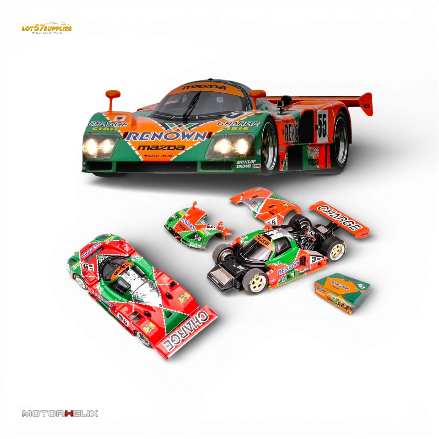 Mazda 787b #55 Le Mans diecast model by Lot57Supplies Diecast Shop, detailed 1:64 scale Mazda racing car image
