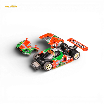 Mazda 787b #55 Le Mans diecast model by Lot57Supplies, detailed 1:64 scale Mazda race car with vibrant colors and realistic design.