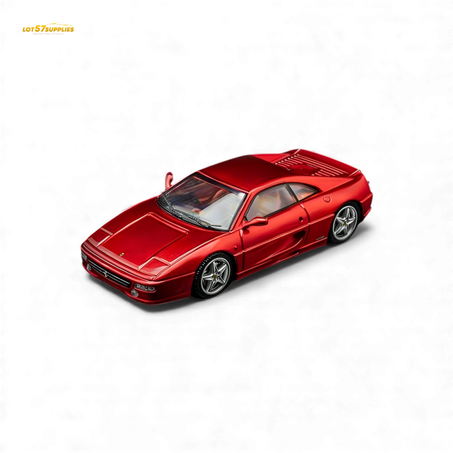 Metallic red TPC Ferrari F355 Challenge diecast model in 1:64 scale, detailed miniature car by Lot57Supplies Diecast Shop.