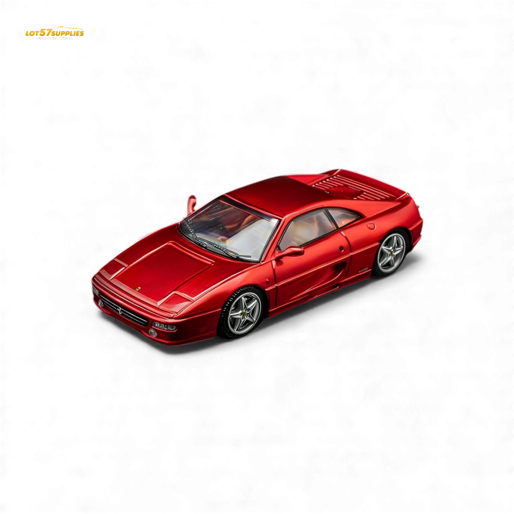 Metallic red TPC Ferrari F355 Challenge diecast model in 1:64 scale, detailed miniature car by Lot57Supplies Diecast Shop.