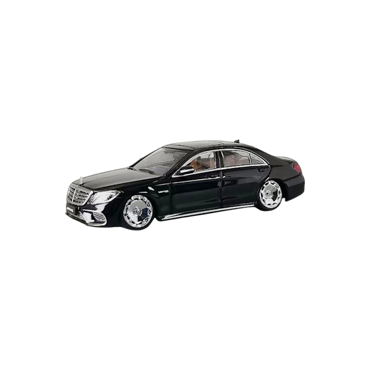 Black Mercedes-Benz AMG S63 W222 diecast model car, bagged, from the Rhino Model AMG S Class series, detailed and collectible.