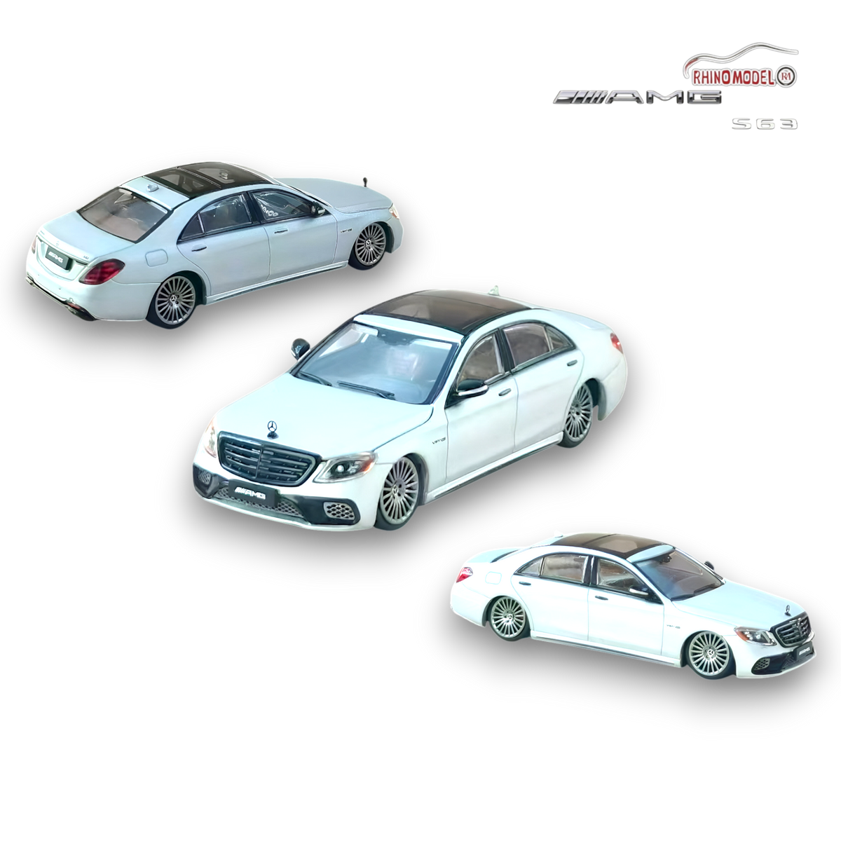 Matte silver Mercedes-Benz AMG S63 W222 diecast model car in 1:64 scale by Lot57Supplies Diecast Shop