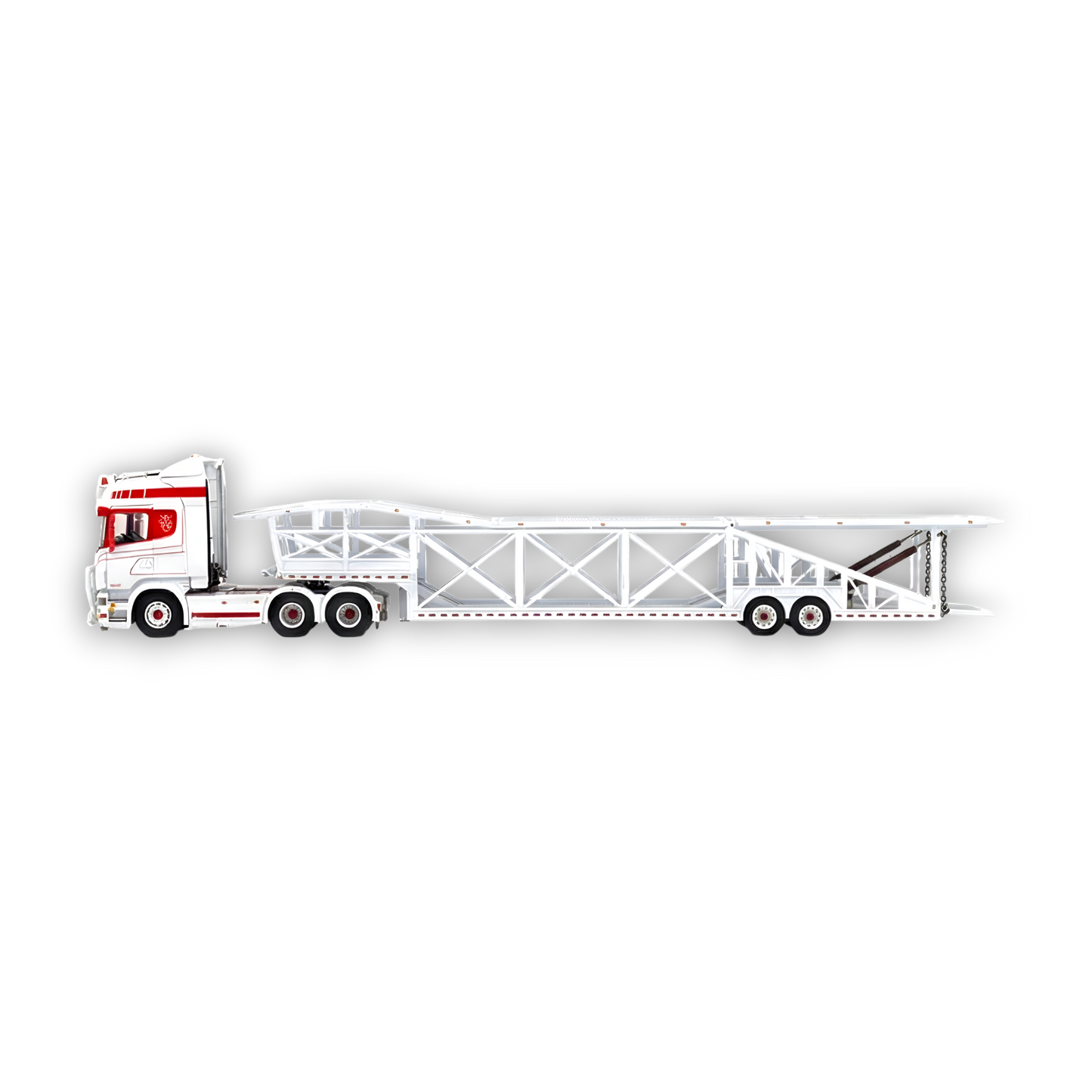 Flame Scania Car Carrier Transport Truck Red White 1:64 - Limited to 299 Pcs - Evergreen Kings