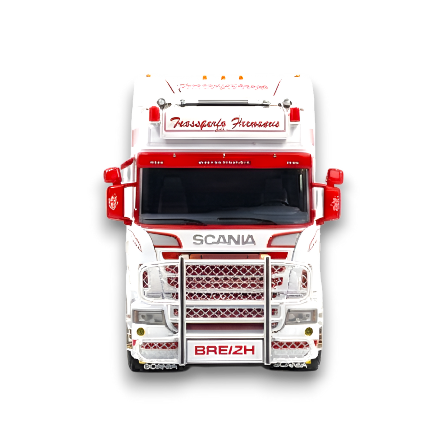 Flame Scania Car Carrier Transport Truck Red White 1:64 - Limited to 299 Pcs - Evergreen Kings