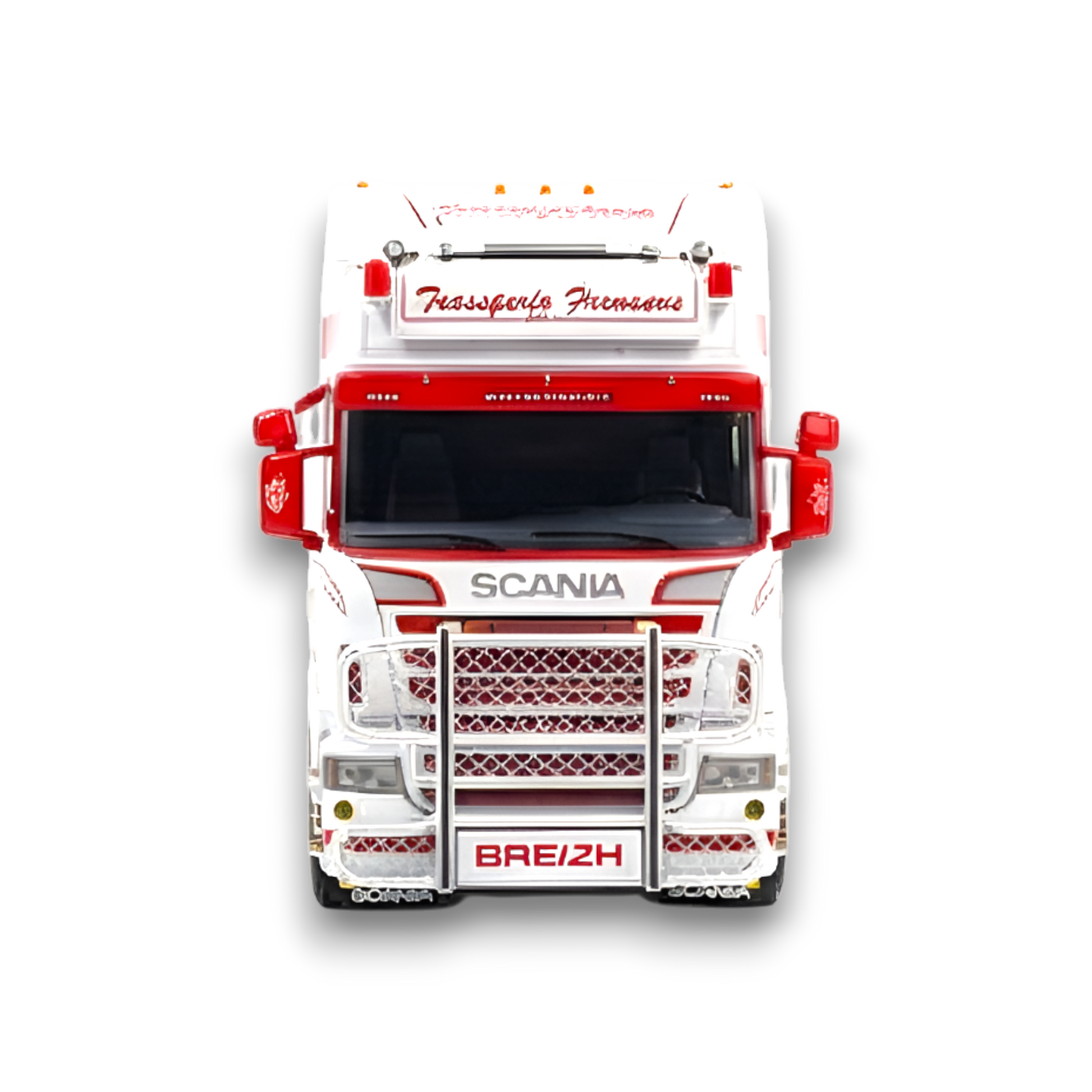 Flame Scania Car Carrier Transport Truck Red White 1:64 - Limited to 299 Pcs - Evergreen Kings