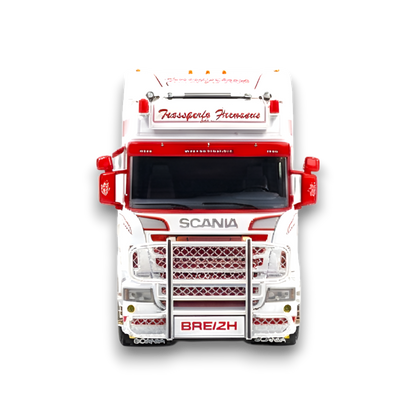 Flame Scania Car Carrier Transport Truck Red White 1:64 - Limited to 299 Pcs - Evergreen Kings