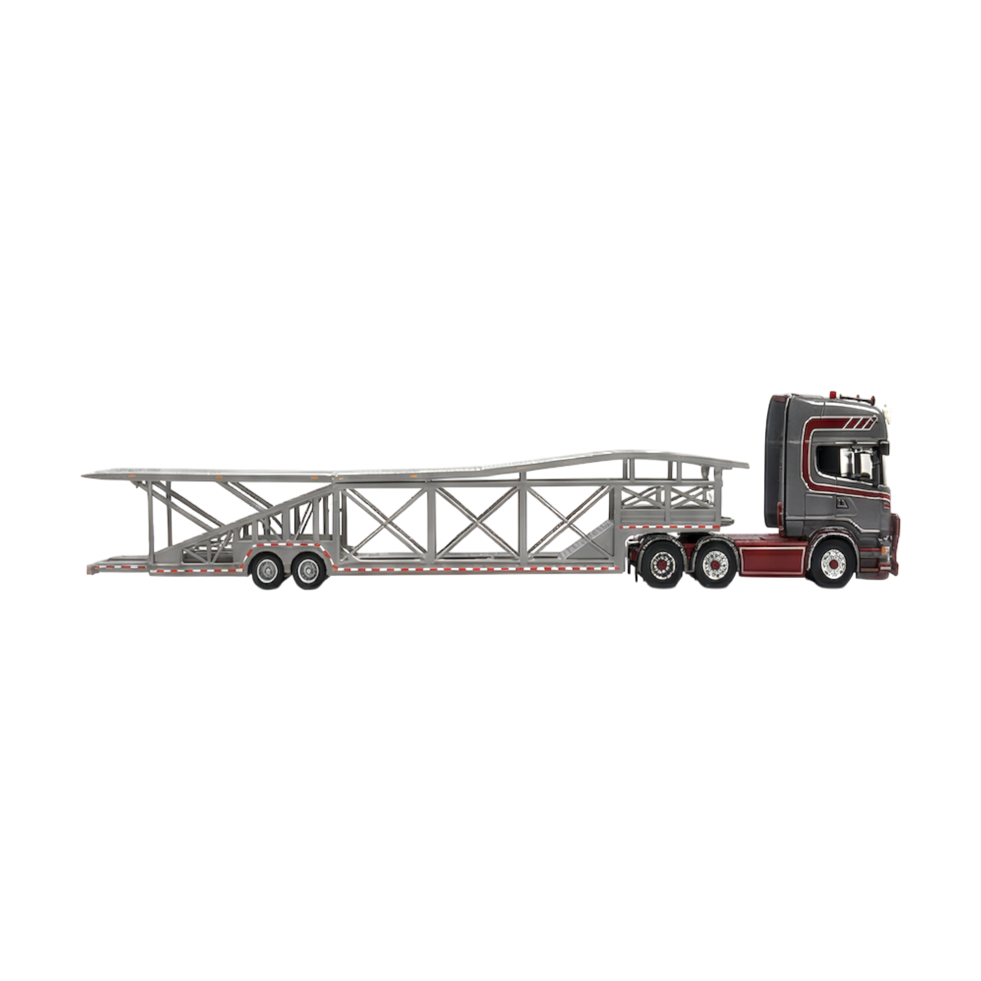 Flame Scania Car Carrier Transport Truck Grey Red 1:64 - Limited to 299 Pcs - Evergreen Kings