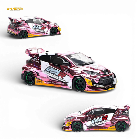 PopRace Toyota GR YARIS Pink EVA RT Production Model 1:64 - Evergreen Kings