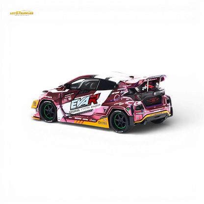 Pink PopRace Toyota GR YARIS diecast model in 1:64 scale, detailed replica from Lot57Supplies Diecast Shop