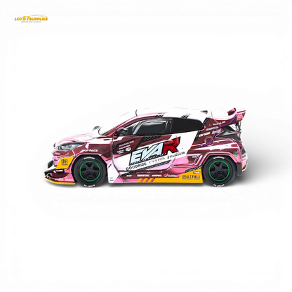 Pink Toyota GR Yaris diecast model by Lot57Supplies, 1:64 scale, detailed pop race replica with vivid pink finish.