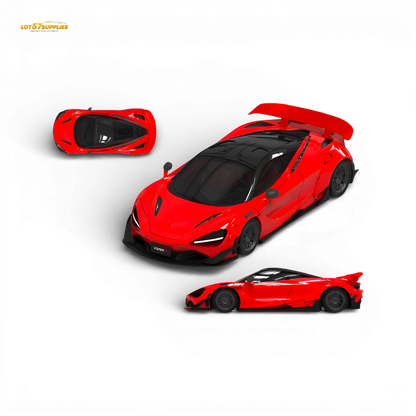 Red McLaren 720S diecast model by SUPCAR, 1:64 scale, detailed miniature car for collectors and enthusiasts.