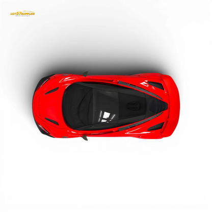 Red McLaren 720S diecast model by SUPCAR, 1:64 scale, detailed miniature car with sleek design and vibrant color.