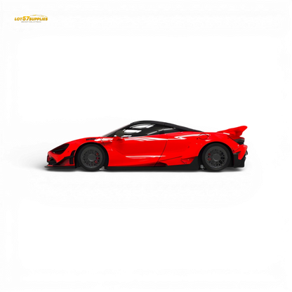 Red McLaren 720S diecast model car in 1:64 scale from SUPCAR by Lot57Supplies Diecast Shop, detailed miniature vehicle.