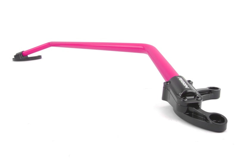 JDMuscle Perrin Hyper Pink front strut tower bar for 2008-2021 WRX and STI vehicles, front suspension enhancement.