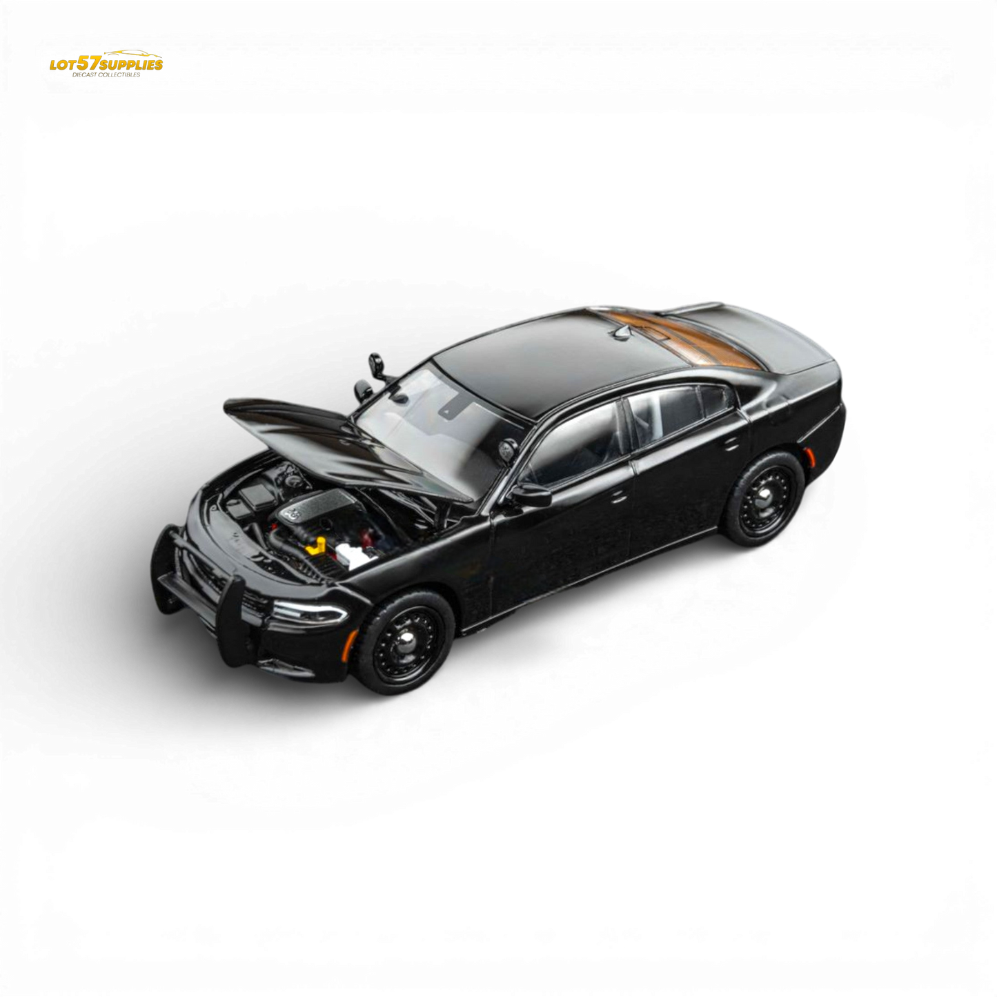 Black Dodge Warhorse Police Interceptor diecast model in 1:64 scale from Elite Collectibles, detailed police vehicle replica.