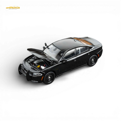Black Dodge Warhorse Police Interceptor diecast model in 1:64 scale from Elite Collectibles, detailed police vehicle replica.