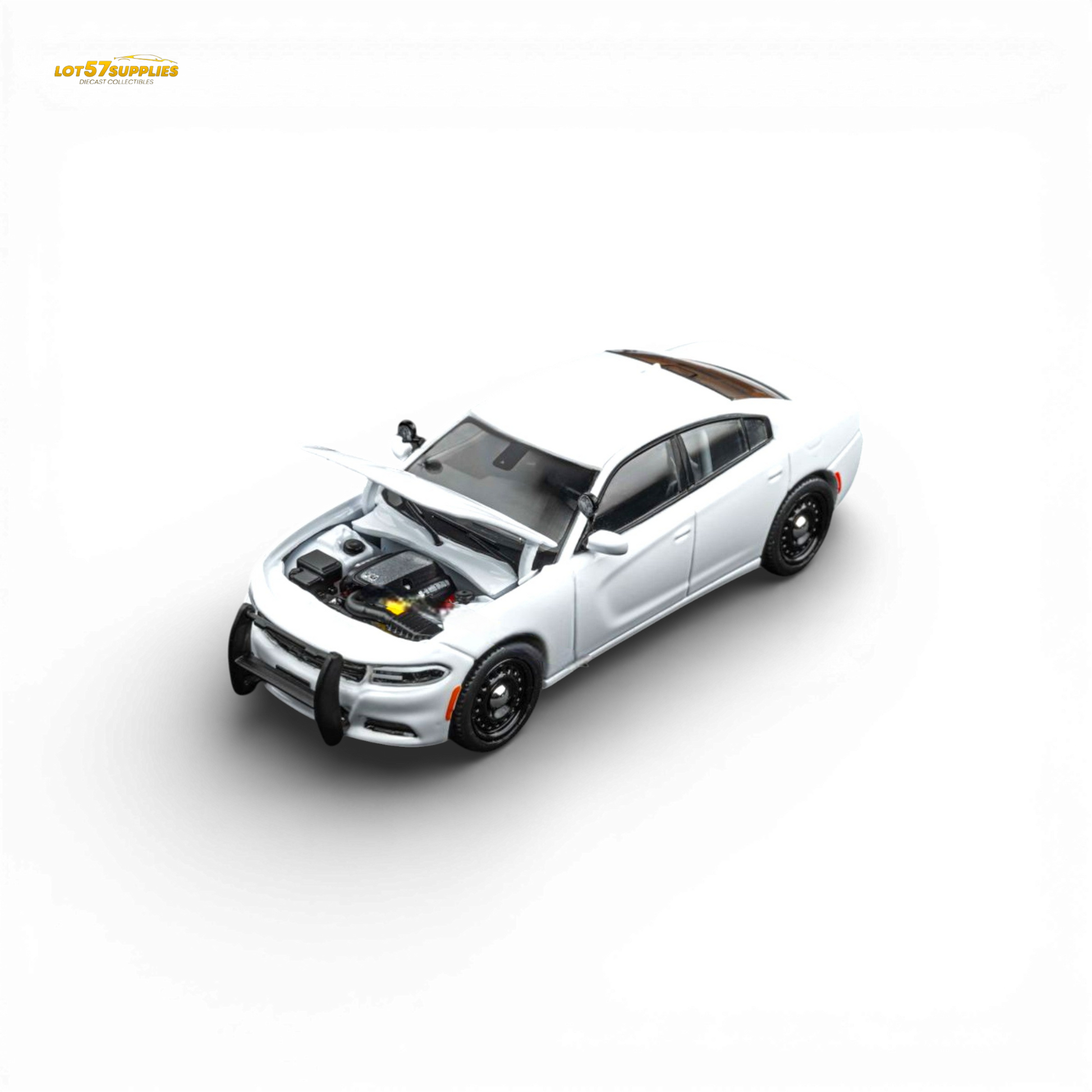 White Dodge Warhorse Police Interceptor diecast model in 1:64 scale, detailed toy vehicle from Elite Collectibles.