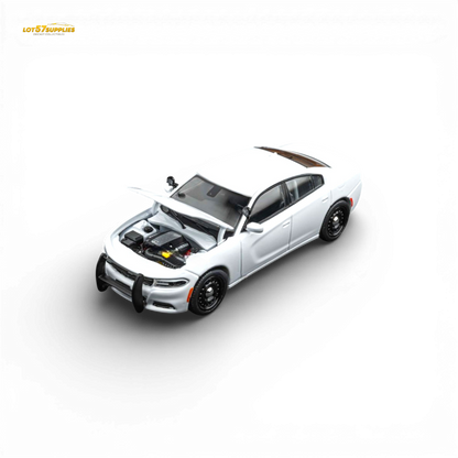 White Dodge Warhorse Police Interceptor diecast model in 1:64 scale, detailed toy vehicle from Elite Collectibles.