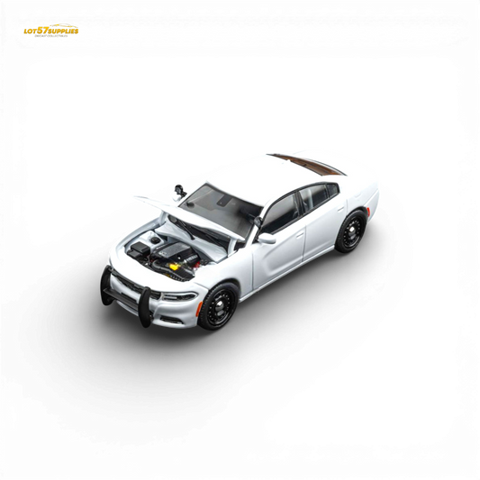 White Dodge Warhorse Police Interceptor diecast model in 1:64 scale, detailed toy vehicle from Elite Collectibles.