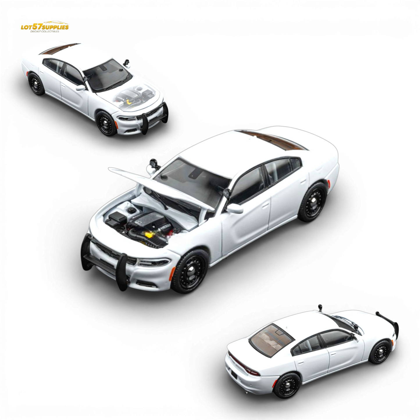White Dodge Warhorse Police Interceptor diecast model by Elite Collectibles, 1:64 scale, detailed collectible vehicle.