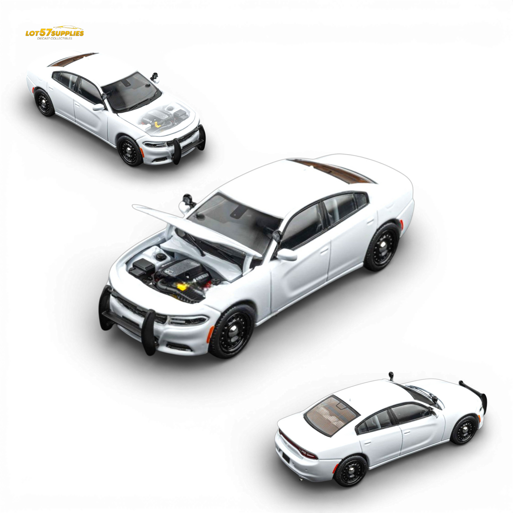 White Dodge Warhorse Police Interceptor diecast model by Elite Collectibles, 1:64 scale, detailed collectible vehicle.