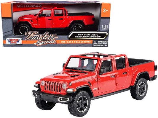Top-Pick | 2021 Jeep Gladiator Rubicon (Open Top) Pickup Truck Red 1/24-1/27 Diecast Model Car by Motormax