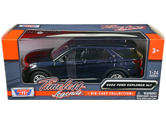 2022 Ford Explorer XLT Dark Blue Metallic "Timeless Legends" Series 1/24 Diecast Model Car by Motormax