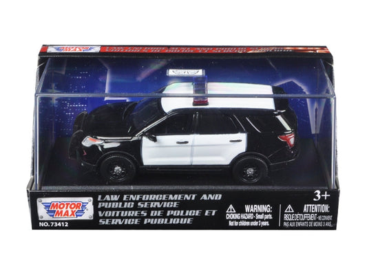 Top-Pick | 2015 Ford Police Interceptor Utility Plain Black and White 1/43 Diecast Model Car by Motormax