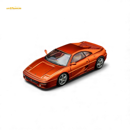 Metallic orange Ferrari F355 Challenge diecast model in 1:64 scale, detailed diecast car from Lot57Supplies Diecast Shop.