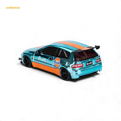 Pre-order ET Model Honda Civic EG6 Rocket Bunny diecast car in Gulf livery, 1:64 scale, detailed diecast model.